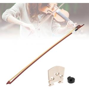 Brazilwood Violin Bow 4/4 w Rosewood Frog White Horsehair Leather Grip