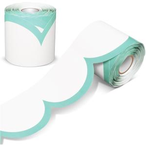 Fuutreo 65.6ft Teal and White Bulletin Board Borders Wave Line Scalloped Board Borders Classroom Die-Cut Rolled Trim for Bulletin Home School Office Wall Desks Locker Decorations