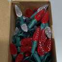 Joiedomi C6 Red & White Christmas Lights, 100 LED Steady On Strawberry Lights, 33.66 FT Connectable Christmas String Lights for Indoor Outdoor Party Home Yard Xmas Tree House Decorations, Green Wire