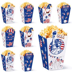 2 x 24Pcs 4th of July Party Popcorn Boxes Patriotic Party Candy Cookie Popcorn Container for Independence Day Theme Party Decorations