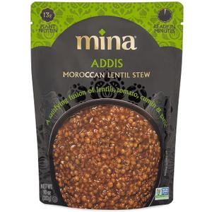 Mina Moroccan Lentils, Ready to Eat, Lentils High In Plant Based Protein, Vegan, Non-GMO, Gluten Free, Kosher, Microwavable, Packaged Meal & Side Dish, 10 oz (EXP 06/12/26)