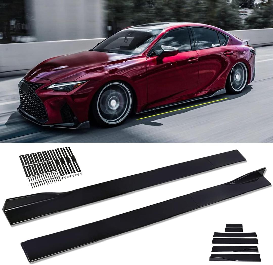 JMTBNO 2M/78.7'' Universal Black Side Skirts Rocker Extension Panel Body Kit Lip Splitters Winglet Splitters Lip 6pcs Compatible with Honda Accord Civic Subaru Mazda Ford Nissan Altima