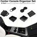 IMATEPLUS Center Console Organizer for Tesla Model 3 Highland 2024 2025 & Model Y Juniper 2025, 6-Piece Set Black(Armrest Storage Tray,center console trayHidden Storage Box,Cup Holder)