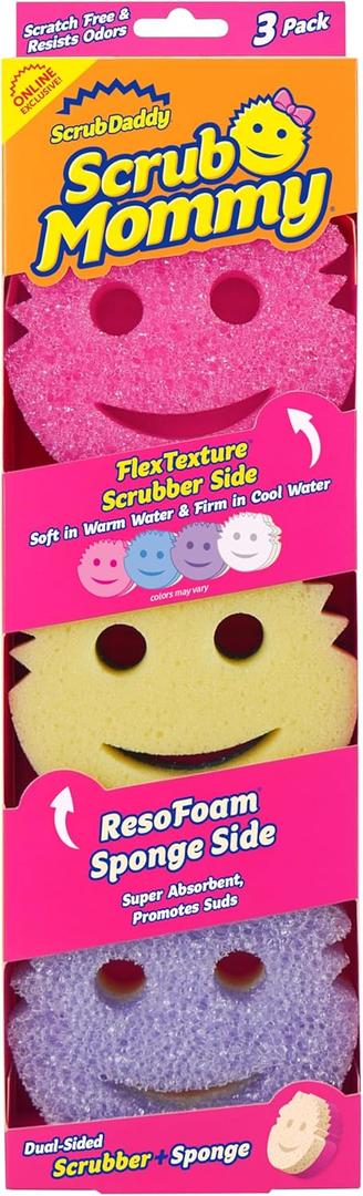 Scrub Daddy Scrub Mommy Sponges - Dish Scrubber + Non-Scratch Cleaning Sponges Kitchen, Bathroom + Multi-Surface Safe - Dual-Sided Dish Sponges for Scrubbing - Online Exclusive (3 Count) Scrub Daddy Scrub Mommy Sponges - Dish Scrubber + Non-Scratch Cleaning Sponges Kitchen, Bathroom + Multi-Surface Safe - Dual-Sided Dish Sponges for Scrubbing - Online Exclusive (3 Count)