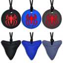 Chew Necklaces for Sensory Kids Boys, 6 Pack Chewy Necklace Sensory Toys for Kids with Autism, ADHD, SPD, Silicone Adult Chew Toys Teething Necklace Reduce Chewing Biting Fidgeting (blue/black/grey)