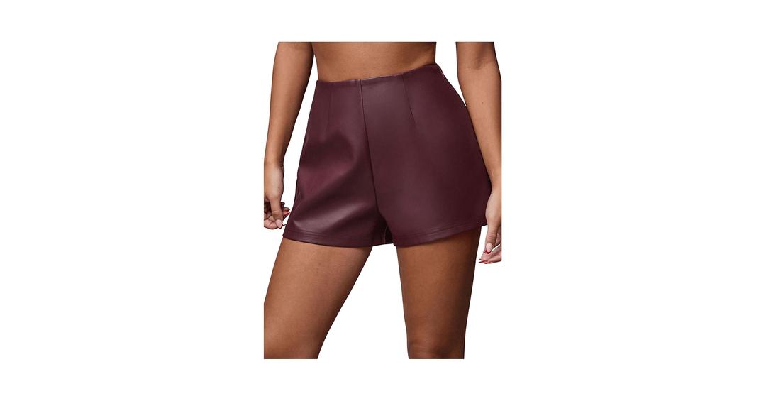 Women's Sexy High Waisted Faux Leather Shorts Drawstring Lace Up Festival Rave Shorts S