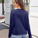 Yekaty Women's Long Sleeve Crew Neck Button Down Cardigan Knit Shrugs Sweater Tops Trendy Clothes (M)