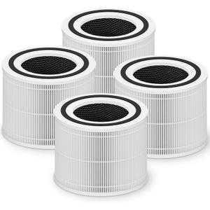 Core 300 Replacement Filter for LEVOIT Core 300 Core 300-P Core 300S Core 300S-P Vortex Air Air Purifier, 3-in-1 High-Efficiency Activated Carbon, Core 300-RF, 4 Pack, White