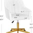 VECELO Modern PU Swivel Home Office Desk Chair with Back & Rolling Wheels, Adjustable Seat Height for Girls Women Bed Room Vanity Makeup/Task/Computer Work, White, 22.24in x 21.26in x 32.48in
