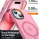 CANSHN Magnetic Case for iPhone 15 Case [Compatible with MagSafe & MIL-Grade Drop Tested] Slim Translucent Matte Cover, Anti-Scratch Shockproof Phone Case for iPhone 15 6.1 Inch, Pinkish