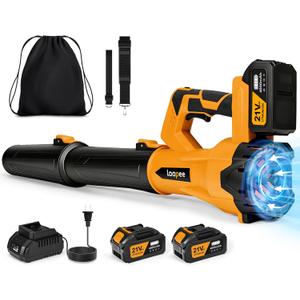 Leaf Blower Cordless,Electric Leaf Blower with 2 4.0Ah Battery Powered and Fast Charger, Cordless Blowers for Lawn Care and Car Dust Snow Blower,6 Speed Control,Orange
