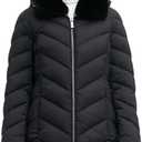 BINACL Women's Winter Coats, Thickened Warm Windproof Faux Fur & Detachable Hood Jacket, Black Medium
