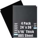 ABS Plastic Sheet 1/16 Inch Thick 24" x 36" (4-Pack),Two-Sided Heat Moldable Panel (Thermoplastic Textured Front & Smooth Back), Black Thermoform Board Great for DIY Projects, Decor, Handcrafts