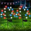 2026 4th of July Solar Stake Lights Decorations Outdoor, Waterproof LED Red White Blue Lights for Fourth of July, Patriotic Decorations Lights for Yard Garden Pathway Patio, 250th Anniversary