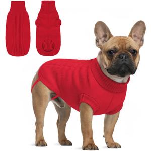 Knitted Sweater for Small Large Dogs Girl Boy Warm Fleece Cable Turtleneck Sweater for Chihuahua Pug Labrador Golden Retriever Cold Weather