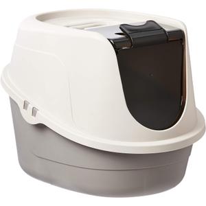 Amazon Basics No-Mess Hooded Enclosed Cat Litter Box, Large, Multicolor, 24 in x 18 in x 17 in