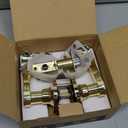 Gold Wave Style Door Handles (No Lock and Key), Non-Locking Reversible Gold Door Lever for Bathroom and Interior Closet, Polished Brass, 3 Pack