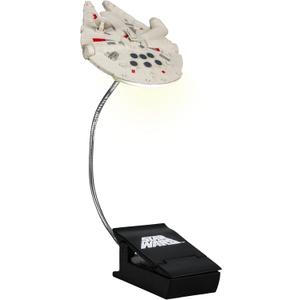 Star Wars Millennium Falcon Clip On Book Light - Officially Licensed Disney Reading Light, Clip Lamp Design with Flexible Cable, Featuring Iconic Han Solo Spaceship, 3 Light Modes, Battery Powered | P