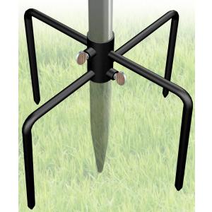 Garbuildman Pole Stabilizer Stand Base with 4 Prongs for Outdoor Bird Feeder Pole, In-Ground Support Applies to 0.74 to 1.1 Shepherds Hook, Black, 1 Pack, Measure Before Purchase
