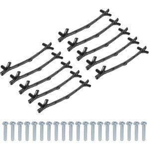 uxcell 10Pcs Twig Knobs, 6" Zinc Alloy Tree Branch Furniture Dresser Pull Handles for Kitchen Wardrobe Farmhouse (Black, 5" Hole Distance)