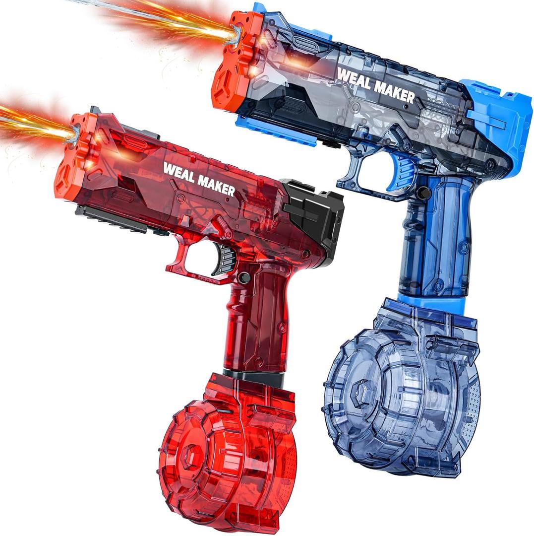 2Packs Electric Water Gun with LED Flash & USB-C Charging, Designed for Epic Aquatic Fun, Automatic Squirt Guns 25-30 FT Range, Water Pistol for Summer Outdoor Backyard Water Theme Party Toys