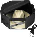 Hat Box for Travel & Home Closet Storage, Side Reinforced Octagonal Case, Crush-proof, Dust-proof for Cowboy, Panama & Fedora Hats, Black