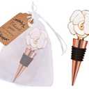 Luxury White Rose Wedding Anniversary Wine Stopper Party Favors Valentine Gift Engagement Bridal Shower Return Gifts Souvenirs Beverage Stoppers Holiday Birthday Party Decor (White-Rose, 12)