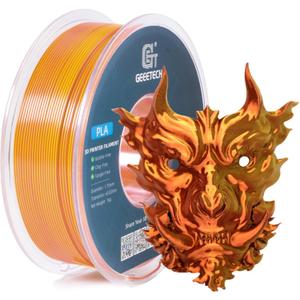 Geeetech Silk PLA Filament 1.75mm Silk Dual Color Filament, Coextrusion Dichromatic Metal-Like Shiny Consumable 1kg (2.2lbs) 1 Spool, Dimensional Accuracy +/- 0.02 mm, Gold Copper