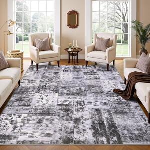 6x9 Area Rug, White and Black Rugs for Living Room, Foldable 6x9 Boho Carpet for Bedroom, Stain Resistant, Washable, Easy to Clean Living Room, Bedroom, Indoor Carpets for Nursery, Dorm