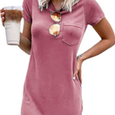 Ladiyo Women T Shirt Dress Summer Fashion Mini Dress Crew Neck Short Sleeve Dress Solid Color Casual Dress with Pocket (Small, A-army Green)