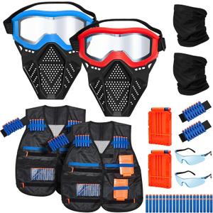 2 Sets Kids Tactical Vest Kit Tactical Mask for Boys Girls Face Protective Shooting Game Party Series, One Size