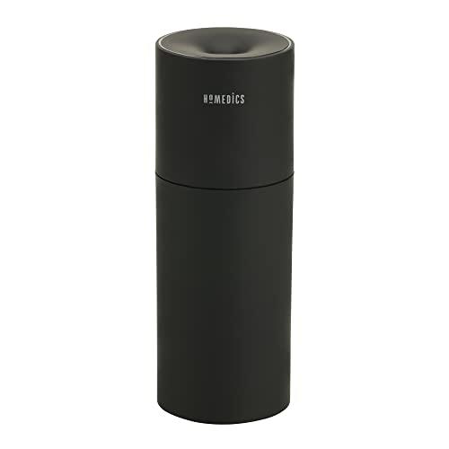 Homedics Portable Humidifier - Small Air Humidifiers for Bedroom, Plants, Office, Travel - Cool Mist Humidifiers, Color-Changing Accent Light, 2 Mist Settings, Black