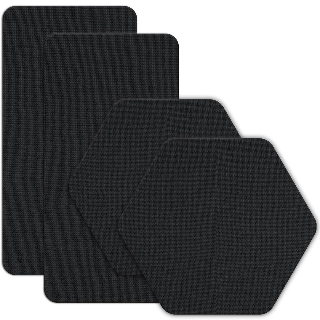 GEAR AID Tenacious Tape Gore-TEX Fabric Patches for Waterproof Jacket & Rain Gear Repair, Black, 2.5 x 2.8 Hex & 2.5 x 4 Rectangle, 4 Patches