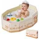 Collapsible Baby Toddler bathtubBathtub for Shower, Portable Foldable Toddler Bath Tub with Non-Slip Base, Compact Travel Essentials for Kids & Infants, Easy Storage in Small Spaces, Brown