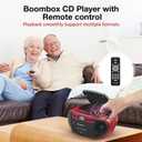G Keni Portable CD and Cassette Player Boombox Combo, Casette Tape Recorder with Remote, AM FM Radio, USB Playback with Earphone Jack, 5.1V Bluetooth Speaker, Battery Operated/AC Powered for Home(Red)