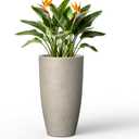 Kante Large Round Tapered Weathered Concrete Planter 23.6" Tall, Outdoor