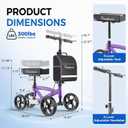 BlessReach Knee Scooter for Adults for Foot Injuries, Dual Braking System | 300lbs Foldable Leg Scooter, 120° Turning, PadAdjustable Height, Storage Bag,Crutch Alternative for Ankle Recovery, Purple