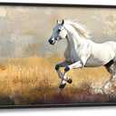 Extra Large Framed Horse Wall Art,Oversized Rustic Horse Running Wall Decor, Vintage Wild Animal Field Pictures for Living Room,Canvas Print Painting Modern Artwork Bedroom Office 36L x24W