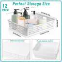 12 Pcs Plastic Storage Baskets Bulk 14 x 10 In Stackable Storage Bin with Handles A4 Size Desktop File Letter Organizer Tray Multi-purpose Container for Shelve Desktop Classroom Office Home Playroom