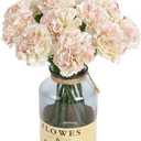 ICBOX Artificial Carnations Pink Silk Flowers 15pcs Fake Carnation Artifcial Flowers with Stems for Home Decor Wedding Bridal Bouquet Anniversary Birthday Floral Arrangements (Pink in White