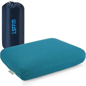 LSFFM Memory Foam Travel Pillow, Camping Pillow for Sleeping with Portable Bag, Easy to Carry, Small Foam Pillows, Double-Layered Pillow Cover Green