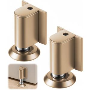 2 Pack Adjustable Magnetic Door Stoppers, Drilled Mount or No Drill Invisible Doorstops for Inside Door with Installation Screws and Adhesive Stickers, Protects Wall from Damage (Gold)