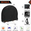 Firewood Log Rack Cover, Outdoor Waterproof Log Hoop Cover, Windproof Dry Wood Pile Holder Storage Tarp Heavy Duty UV Resistant Sun Snow Rain Durable PVC Backing Protector fit 4 Seasons Black