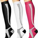 CHARMKING Compression Socks for Women & Men Circulation (3 Pairs) 15-20 mmHg is Best Support for Athletic Running Cycling