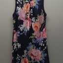Jessica Howard Womens Sleeveless Printed Chiffon Shift Mini Dress (16, Navy Multi)