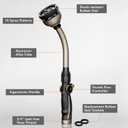 RESTMO Watering Wand Heavy Duty, Metal Garden Hose Wand with 10 Spray Patterns, 15-Inch Long Hose Nozzle Sprayer with Thumb Flow Control, Ideal to Water Hanging Baskets and Shrubs