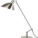 Desk Lamp Modern Industrial 100% Metal Adjustable Table Lamp 24", Natural Light (4000K) with Dimmer, Ideal for Office Bedroom Study Room Living Room Nightstand Bedside Lamps Nickel