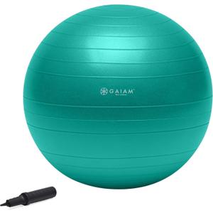 Gaiam Exercise Ball, Total Body Anti-Burst Balance Ball with Textured Grip, For Core Strength, Pregnancy Exercises, Yoga & Active Seating Included Air Pump (Green)