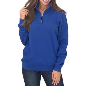 Samefar Womens Warm Cozy High Neck Long Sleeve Solid 1/4 Zip Pullover Sweatshirts with Pockets (XX-Large, Blue)