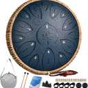 Steel Tongue Drum 13 Inches 15 Notes, Hand Pan Drums for Adults 432hz, C Major Handpan Musical Instrument with Song Book, Mallets and Carry Bag, Navy Blue